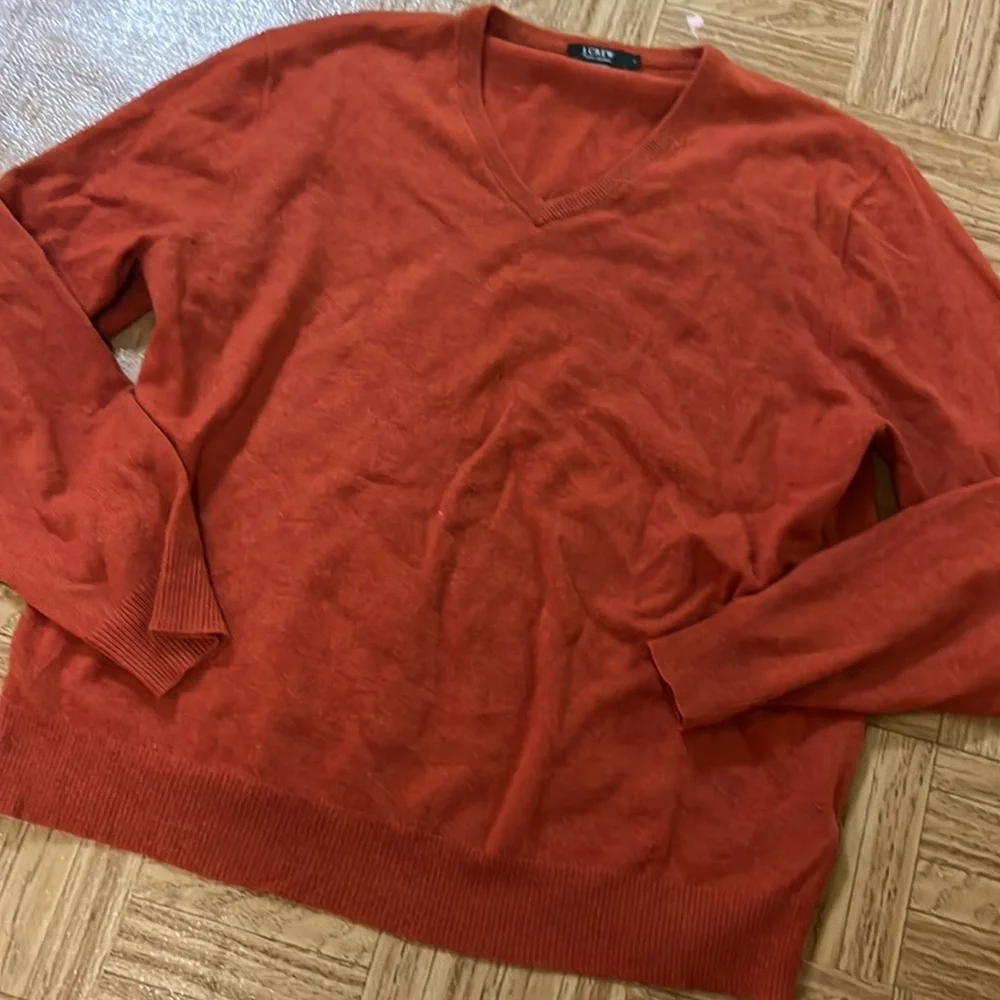 J. Crew 100% cashmere v-neck orange sweater